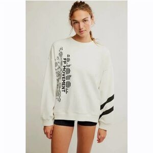 Free People FP Movement All Star Buti Logo Pullover Sweatshirt Ivory M